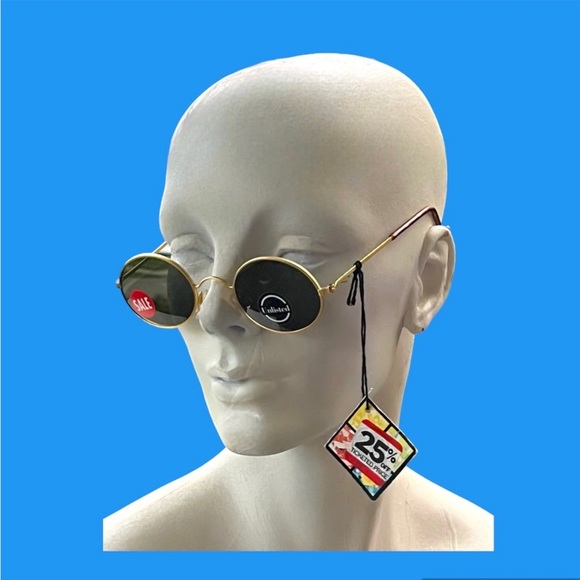 90s Dead Stock Sunglasses Unlisted Gold Wire Eyewear NOS - Picture 2 of 10